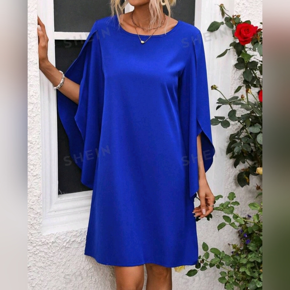 Royal Blue Cape Sleeve Dress